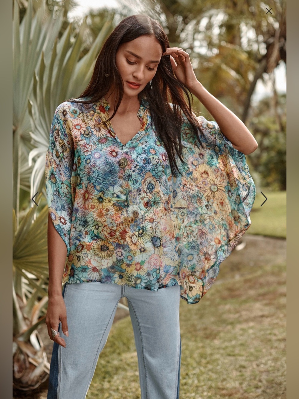 Johnny Was Floral Silk Sascha Poncho